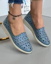 Pantofi Casual De Dama Albastri Cu Perforati Piele Naturala AKB01