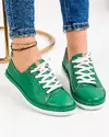 Pantofi casual de dama din piele naturala verzi cu talpa joasa si varf rotund AKD001 4
