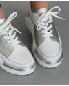 Pantofi Casual Din Piele Naturala Albi Cu Argintiu AW369