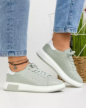 Pantofi casual din piele naturala barilla cu alb si inchidere sireturi AW464
