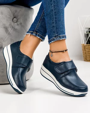 Pantofi Casual Din Piele Naturala Bleumarin F002-56
