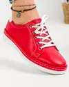 Pantofi casual din piele naturala rosii cu inchidere siret si talpa flexibila AKD002 2