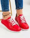 Pantofi casual din piele naturala rosii cu inchidere siret si talpa flexibila AKD002 4