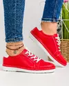 Pantofi casual din piele naturala rosii cu inchidere siret si talpa flexibila AKD002 1