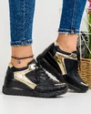 Pantofi Casual Negri Cu Auriu Piele Naturala XH-2514 2