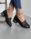 Pantofi Casual Negri Cu Toc Perforati Piele Naturala JY68902 4