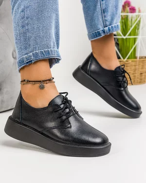 Pantofi Casual Negri Din Piele Naturala AW366