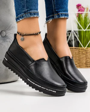 Pantofi Casual Negri Piele Naturala AW371