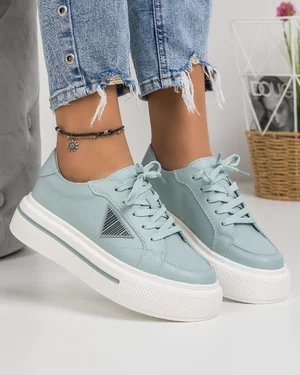 Pantofi Casual Piele Naturala Albastri AW413
