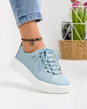 Pantofi Casual Piele Naturala Albastri T-16