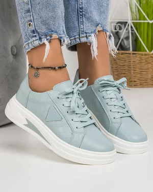 Pantofi Casual Piele Naturala Albastru Deschis AW421