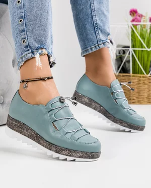 Pantofi Casual Piele Naturala Albastru Pudra IN510