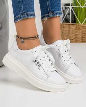 Pantofi Casual Piele Naturala Albi AW395
