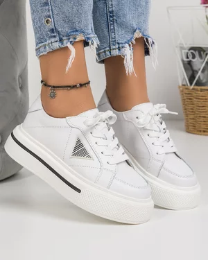 Pantofi Casual Piele Naturala Albi AW413