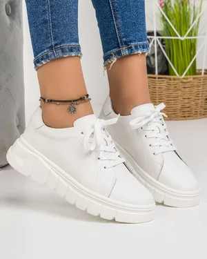 Pantofi Casual Piele Naturala Albi AW440