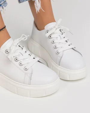 Pantofi Casual Piele Naturala Albi AW460