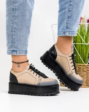 Pantofi Casual Piele Naturala Bej IN450