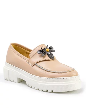 Pantofi Casual Piele Naturala Bej IN507