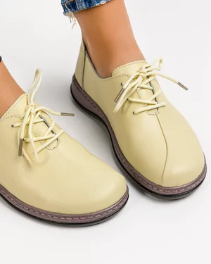 Pantofi Casual Piele Naturala Bej T-49