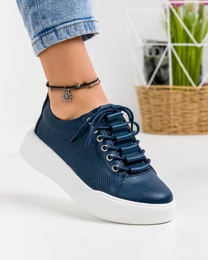 Pantofi Casual Piele Naturala Bleumarin T-16