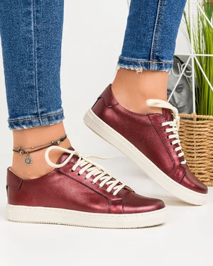 Pantofi Casual Piele Naturala Bordo VERO105