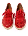 Pantofi Casual Piele Naturala Cu Siret Elastic Rosii Perforati AKD02 6