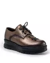 Pantofi casual piele naturala dama bronz cu talpa groasa inchidere cu siret IN410 5