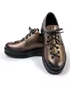 Pantofi casual piele naturala dama bronz cu talpa groasa inchidere cu siret IN410 6