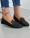 Pantofi Casual Piele Naturala Dama Cu Talpa Cusuta Negri AKF02 4