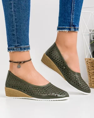 Pantofi Casual Piele Naturala Dama Kaki XH-3001