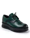 Pantofi casual piele naturala dama verde inchis cu talpa groasa inchidere cu siret IN410 5