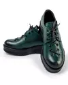 Pantofi casual piele naturala dama verde inchis cu talpa groasa inchidere cu siret IN410 6