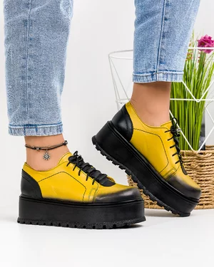 Pantofi Casual Piele Naturala Galbeni IN450