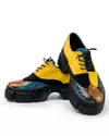 Pantofi Casual Piele Naturala Intoarsa Negru cu Mustar si Imprimeu POL143 6