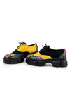 Pantofi Casual Piele Naturala Intoarsa Negru cu Mustar si Imprimeu POL143 7