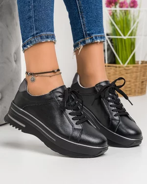 Pantofi Casual Piele Naturala Negri AW392