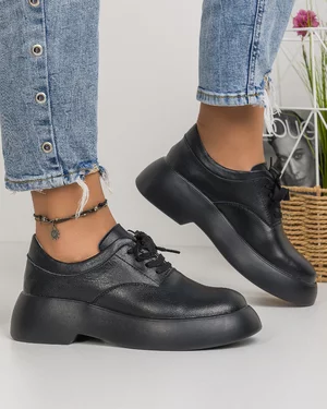 Pantofi Casual Piele Naturala Negri AW412