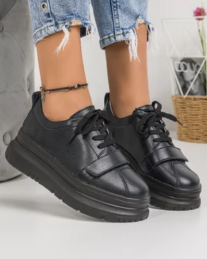 Pantofi Casual Piele Naturala Negri AW417