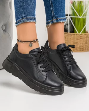 Pantofi Casual Piele Naturala Negri AW440