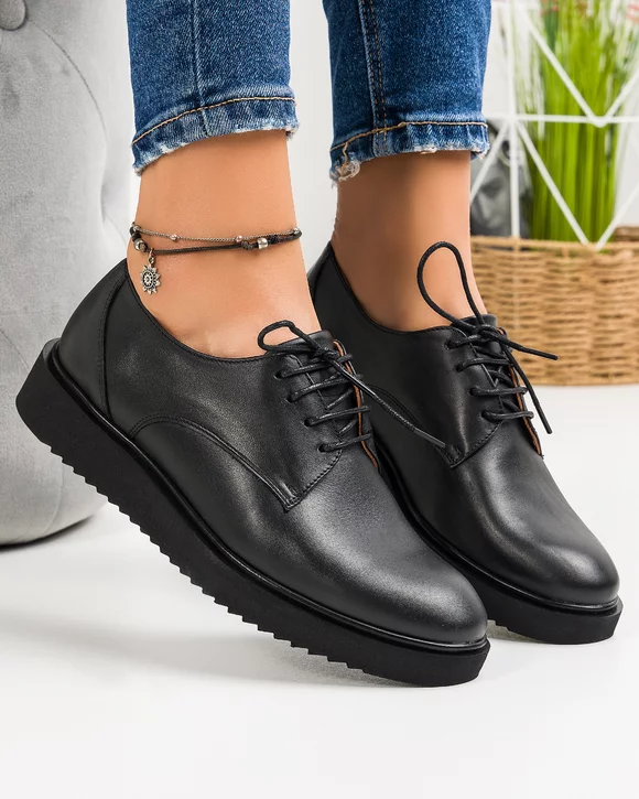 Pantofi Casual Piele Naturala Negri GALA108