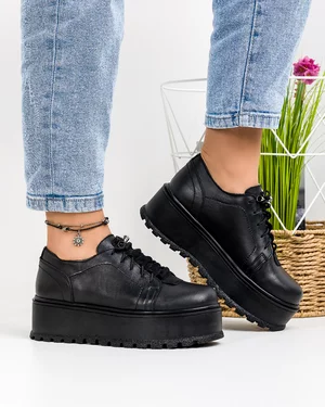 Pantofi Casual Piele Naturala Negri IN450