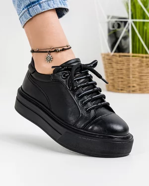 Pantofi Casual Piele Naturala Negri IN504