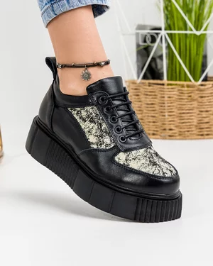 Pantofi Casual Piele Naturala Negri IN505