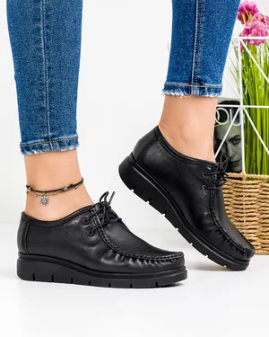 Pantofi Casual Piele Naturala Negri IN575