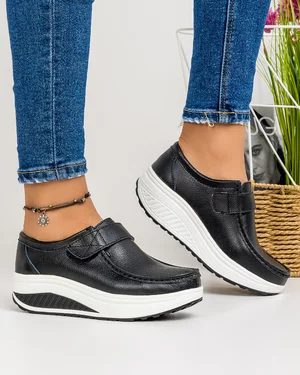Pantofi Casual Piele Naturala Negri PL-58