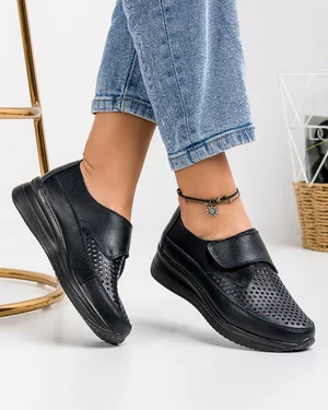 Pantofi Casual Piele Naturala Negri T-3025