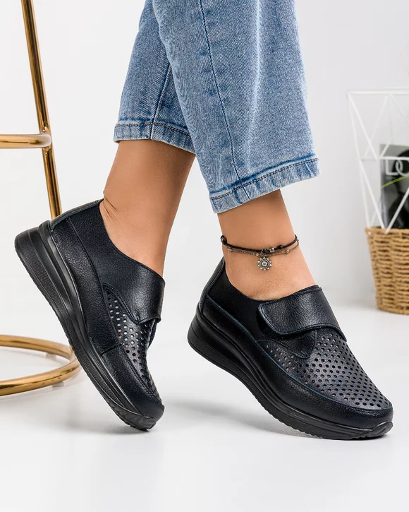 Pantofi Casual Piele Naturala Negri T-3025