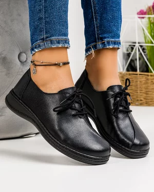 Pantofi Casual Piele Naturala Negri T-49