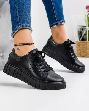 Pantofi Casual Piele Naturala Negri T-62