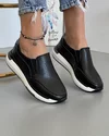 Pantofi Casual Piele Naturala Negru cu Pewter Lisa 1